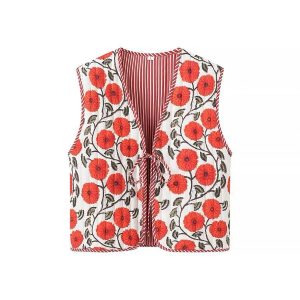 Red floral vest