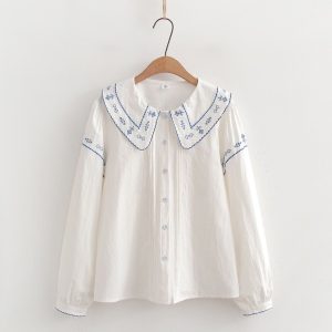White blouse cotton embroidery