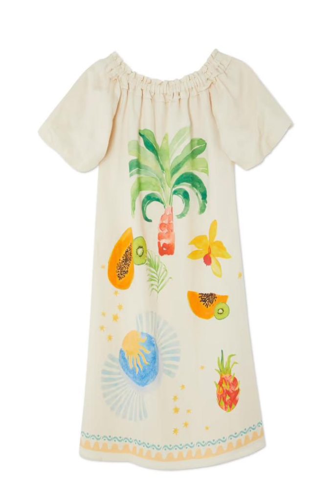 Tropical dress linen blend dress