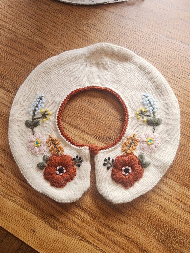 Joan collar embroidery wool collar