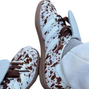 Brown & White Cow Print Sneakers