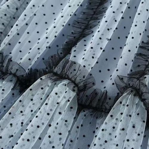 Polka Dot Chiffon Blue Maxi Skirt (1)