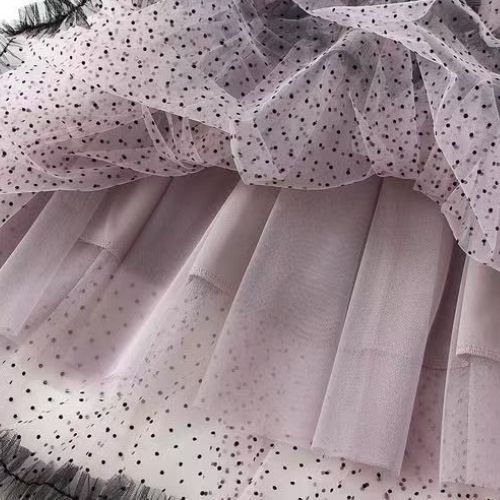 Polka Dot Chiffon LilacMaxi Skirt (2)