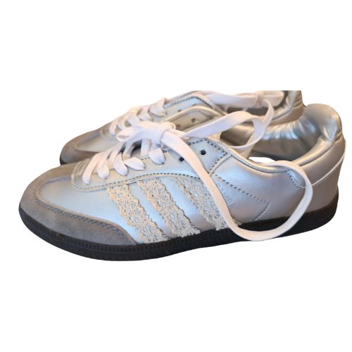 Silver Lace Stripe Sneakers