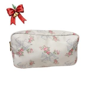 Floral Makeup Bag – Vintage Bow Rose Print