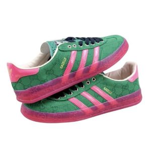 Gazelle Canvas Sneakers – Green & Pink Edition