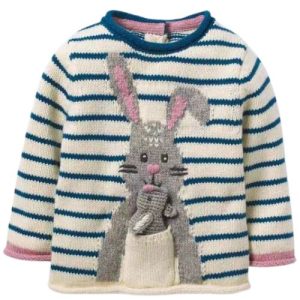 Blue Stripe Bunny Pocket Knit Jumper