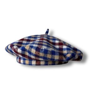 Blue Tartan Wool Beret