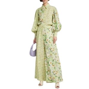 NCC Floral Patch Blouse and Wide-Leg Pants Two-Piece Set