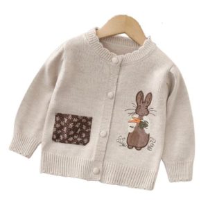 Ivory Bunny Patch Knit Cardigan