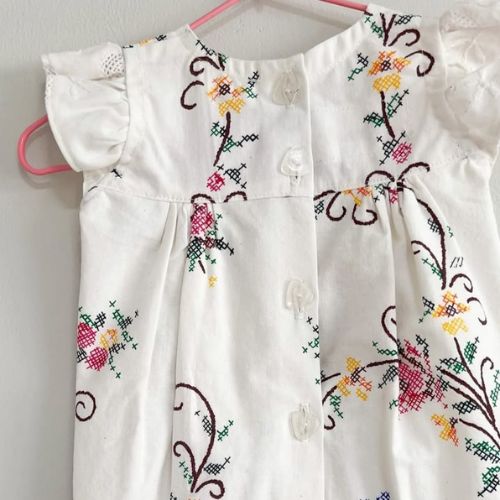 Ivory Floral Embroidered Baby Romper - Image 3