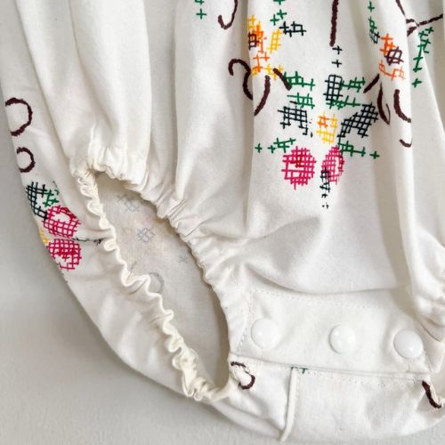 Ivory Floral Embroidered Baby Romper - Image 6