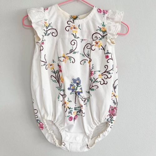 NCC Ivory Floral Embroidered Baby Romper