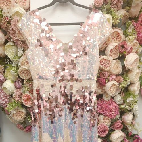 Rose Gold Dreamlight Sequin Midi Dress