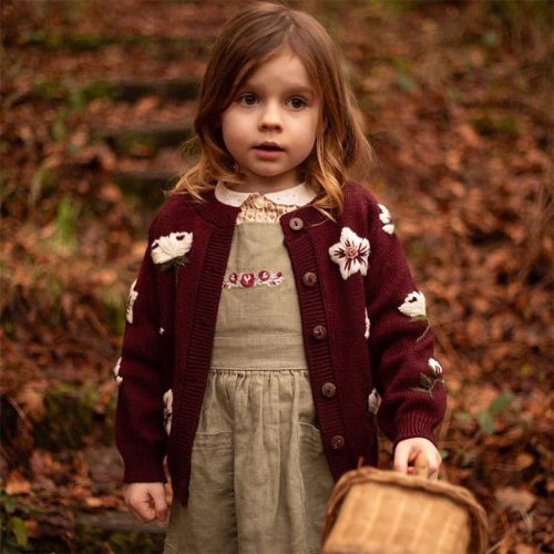 Burgundy Blossom Knit Cardigan - Image 2