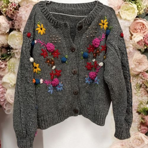 Embroidered Wildflower Knit Cardigan