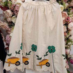 Lucky Clover Garden Cotton Midi Skirt