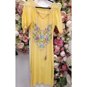 Golden Fiesta Embroidered Dress