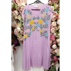 Lavender Garden Embroidered Dress