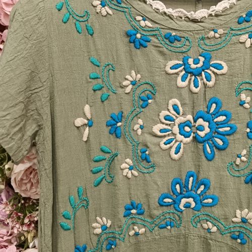 Sage Garden Embroidered Dress - Image 2