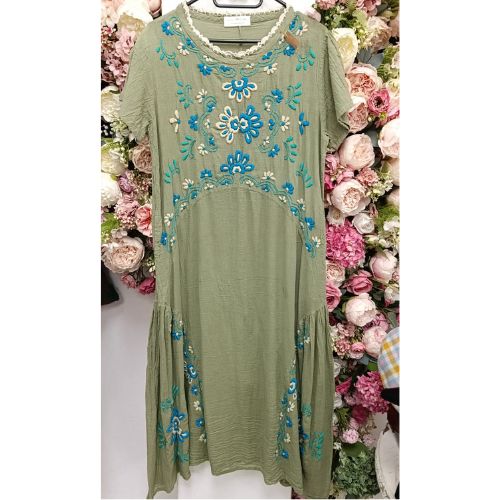 Sage Garden Embroidered Dress