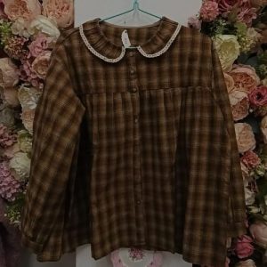 Autumn Check Cotton Blouse