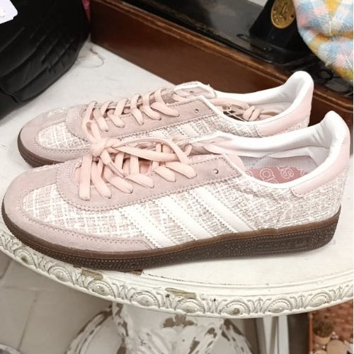 Blush Tweed Retro Sneakers Shoes - Image 2