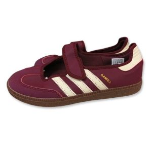 Burgundy Retro Strap Sneakers